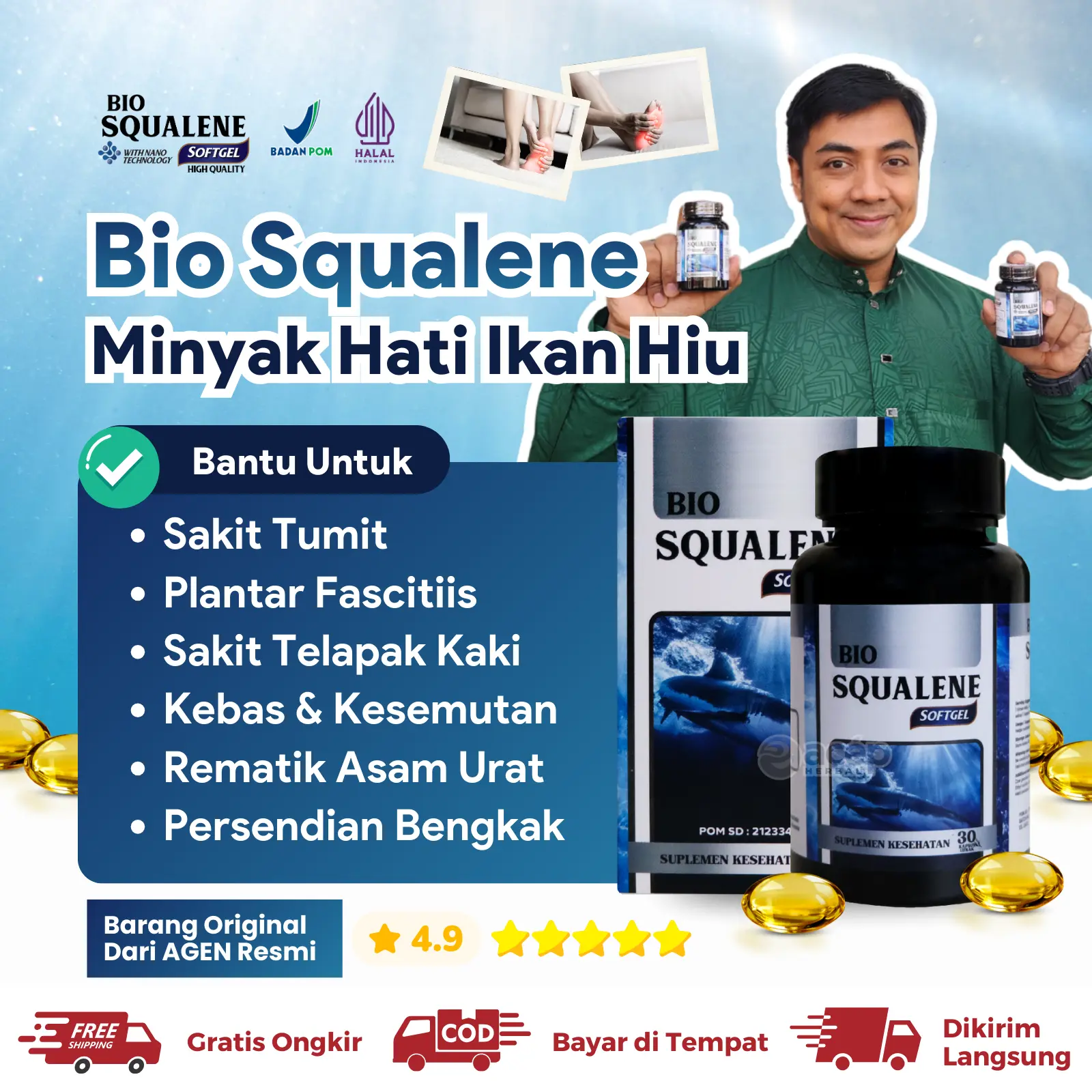 Bio Squalene Untuk Sakit Nyeri Tumit Kaki Plantar Fasctiis Taji Tumit Bengkak Sakit Telapak Kaki Bengkak Terasa Panas Kebas Kesemutan Neuropati Rematik Asam Urat Telapak Kaki Sakit Saat Berjalan